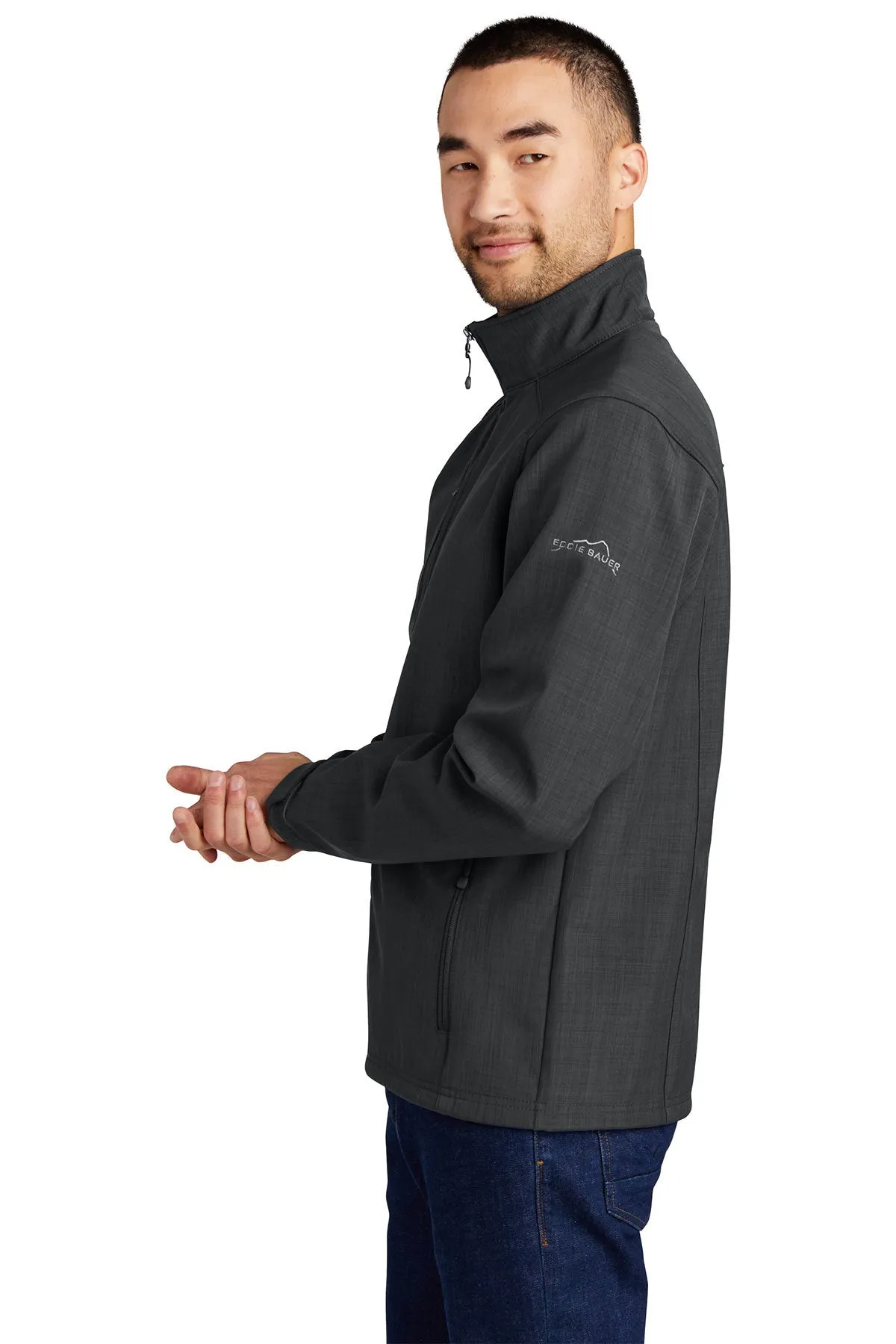 Eddie Bauer Shaded Crosshatch Custom Soft Shell Jackets, Grey