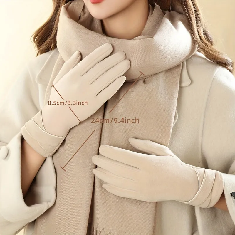 Elegant Thermal Knit Gloves - Touch Screen, Windproof, Coldproof, Stretchy, and Warm Full Finger Gloves for Weekend Casual Wear in Autumn and Winter