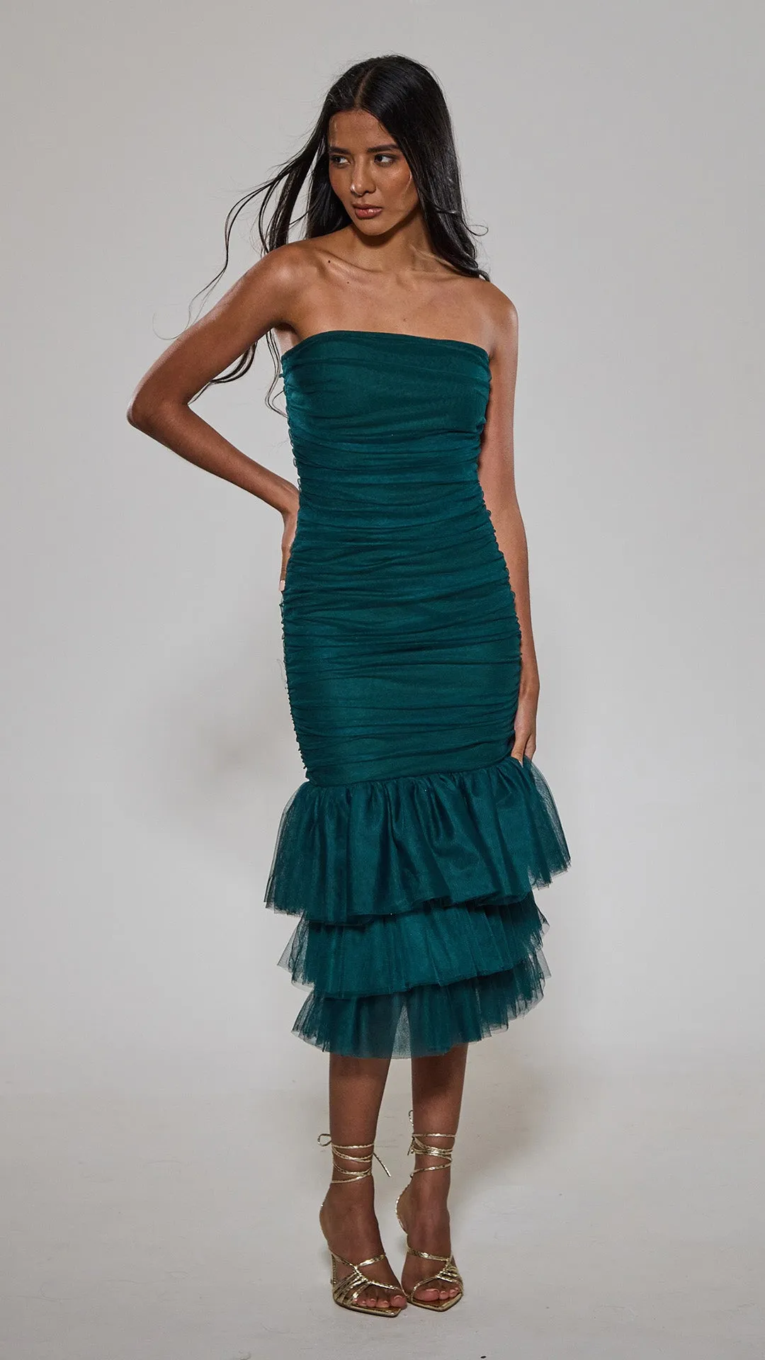 Emerald Triple Fishtail Bandage Dress