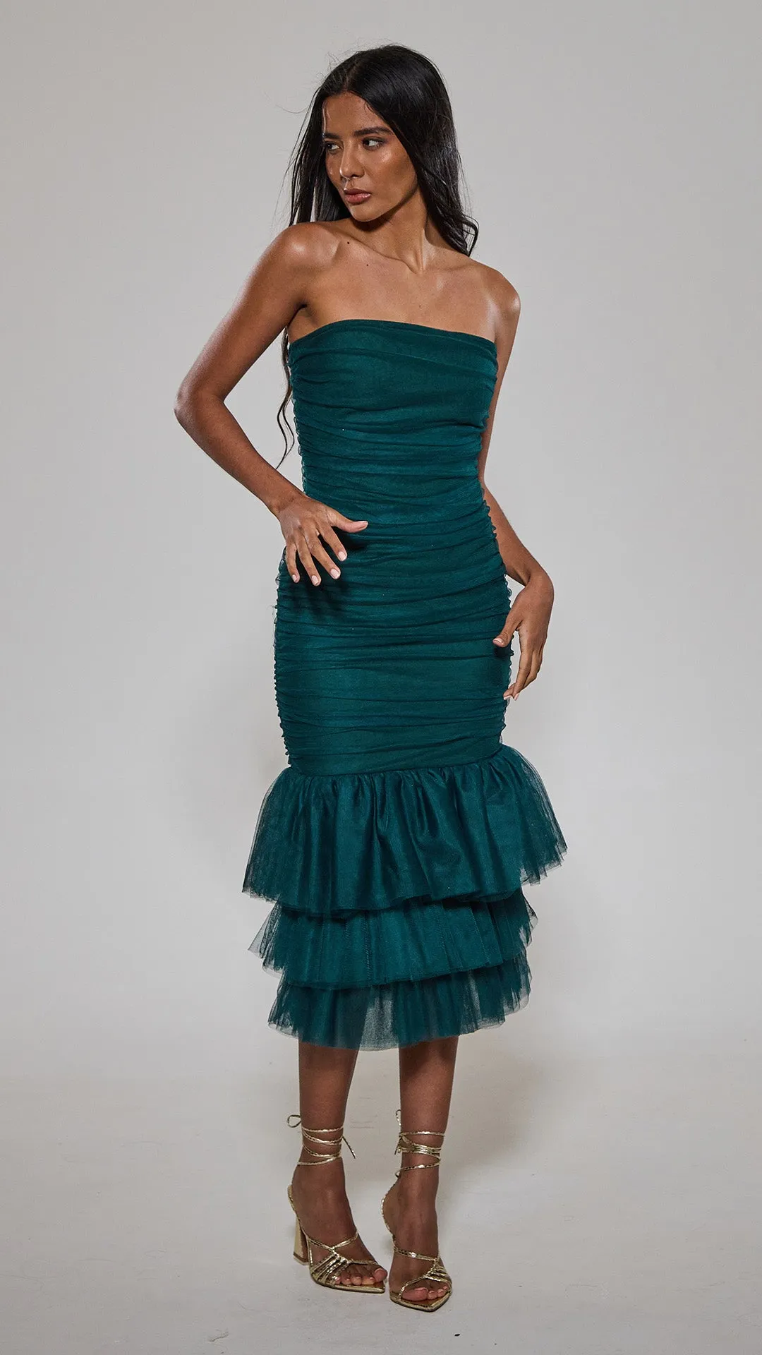 Emerald Triple Fishtail Bandage Dress