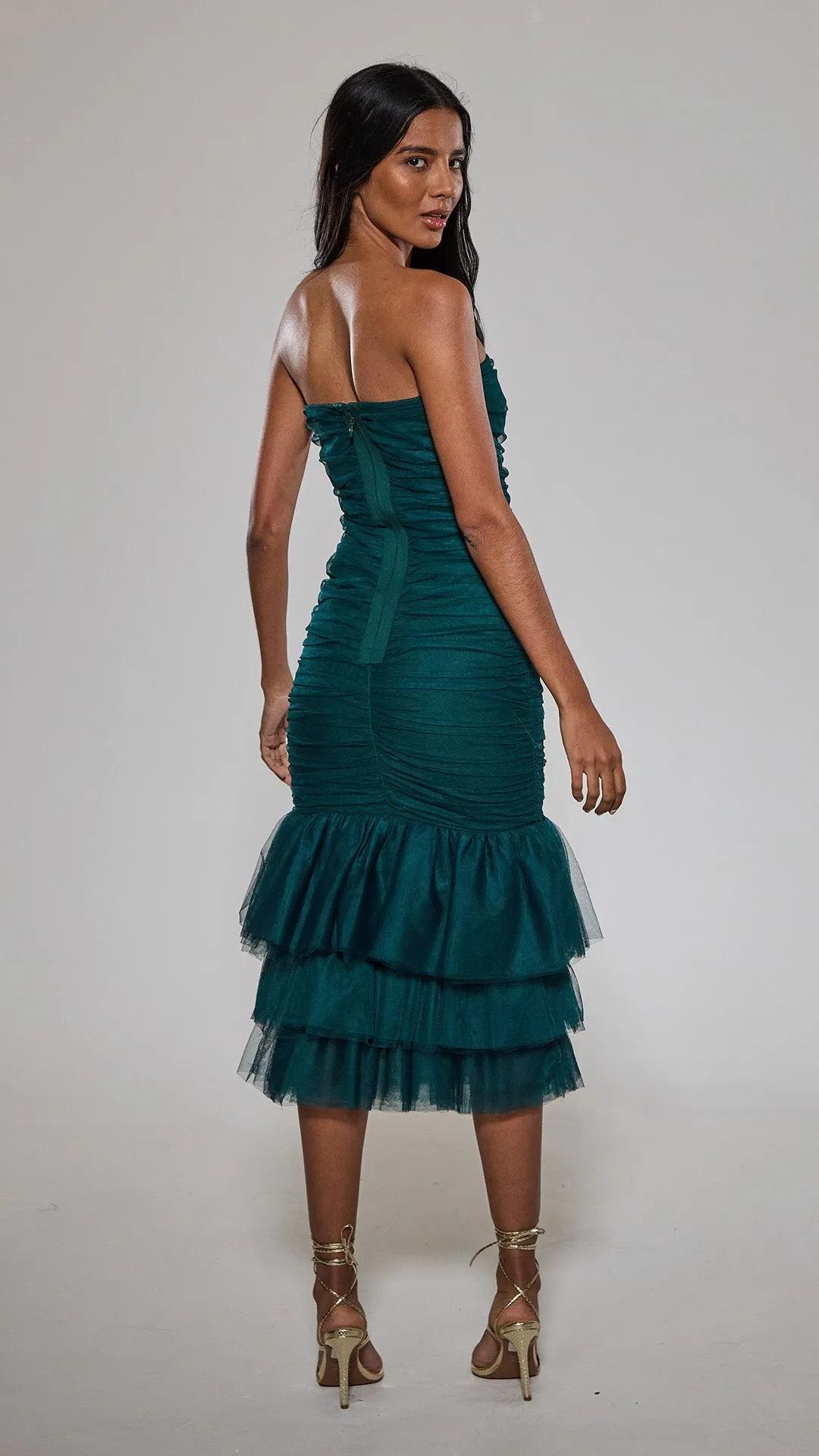 Emerald Triple Fishtail Bandage Dress