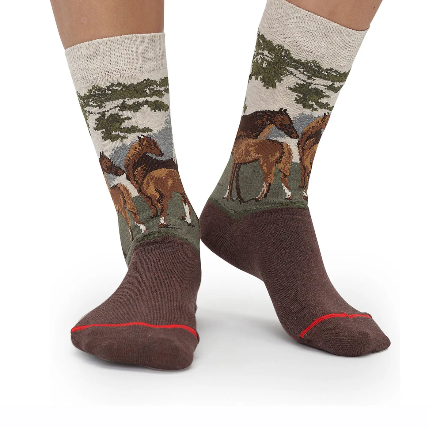 Equestrian Art Socks - Mare and Foals by Stubbs - Men's Crew Socks