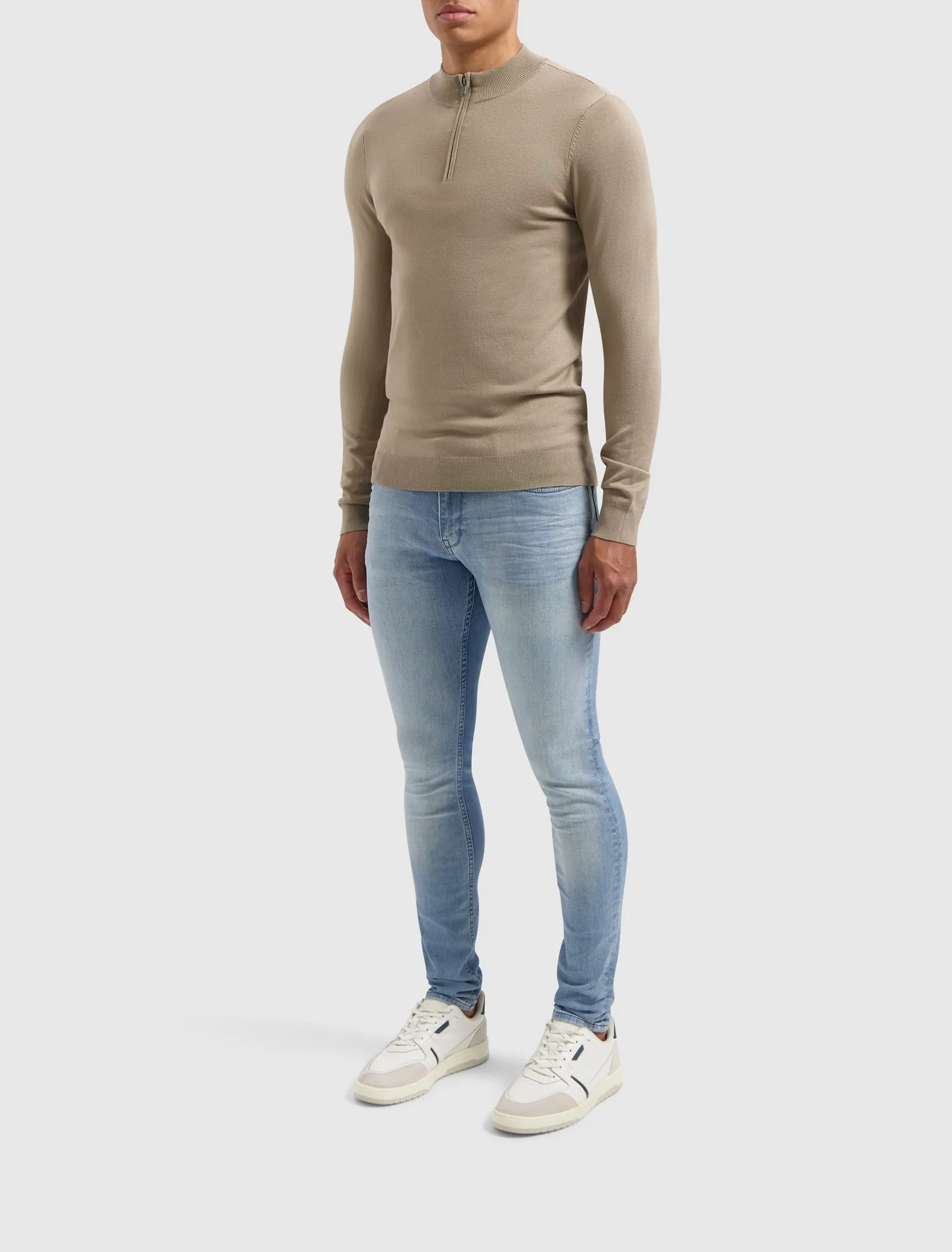 Essential Knitwear Halfzip Sweater | Taupe