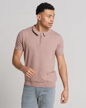 ESSENTIAL SHORT SLEEVE ZIP POLO TOP | PINK