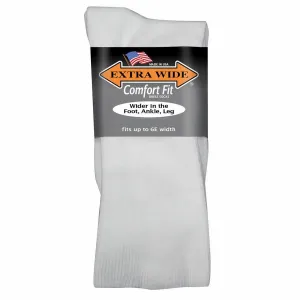 Extra Wide Comfort Fit Dress Socks in White