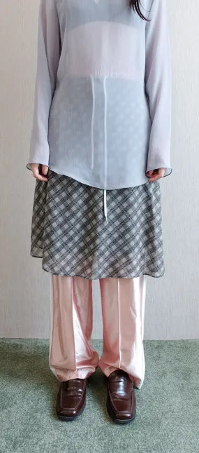 [FAERIE] FW 23 check midi chiffon skirt