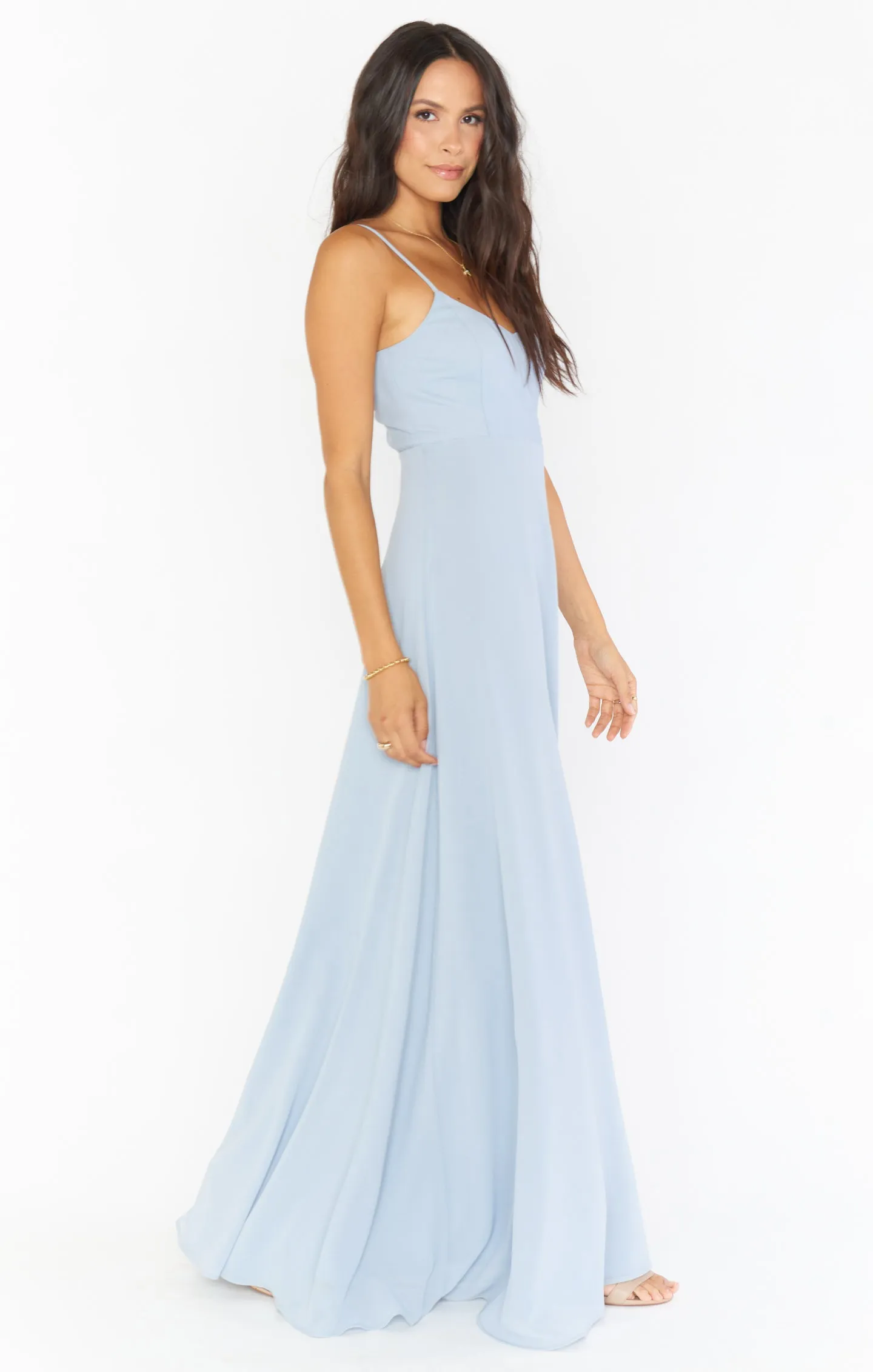 Faith Maxi Dress ~ Steel Blue Chiffon