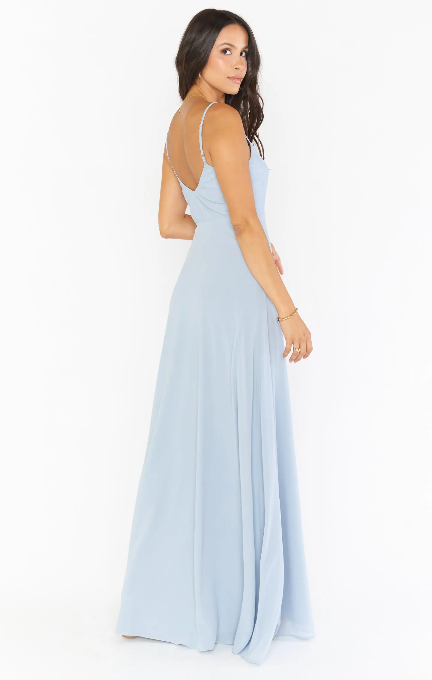 Faith Maxi Dress ~ Steel Blue Chiffon