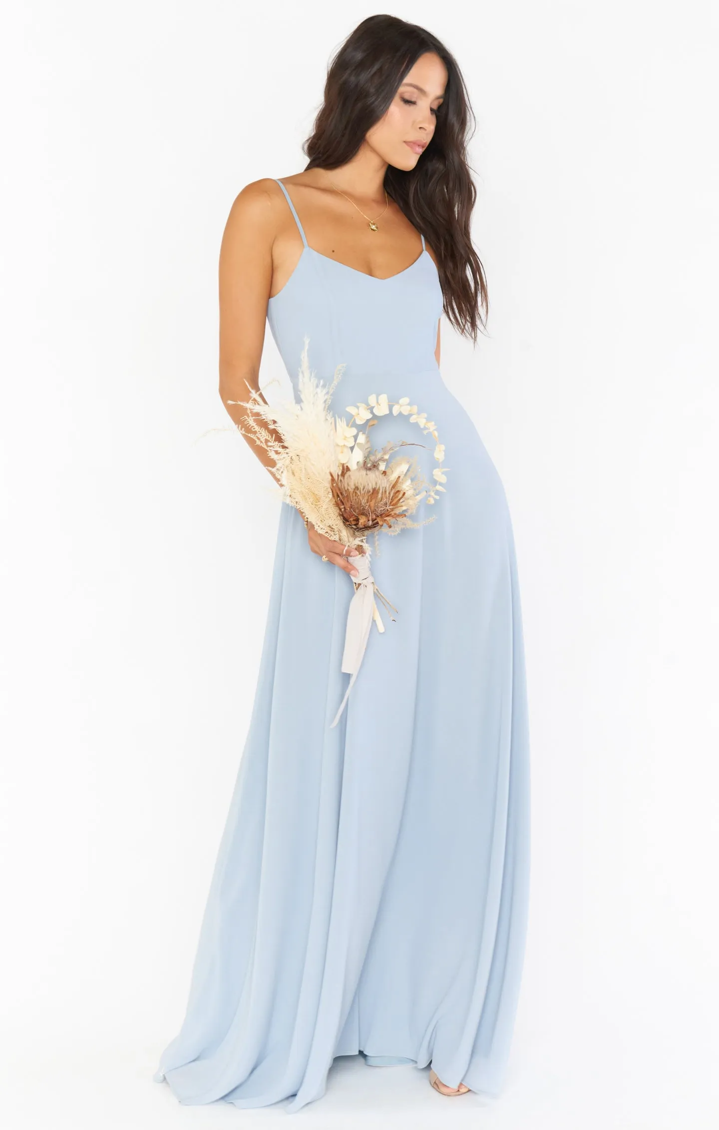 Faith Maxi Dress ~ Steel Blue Chiffon