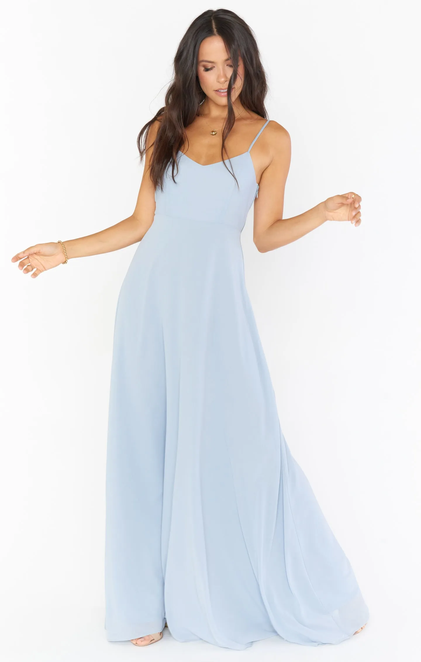 Faith Maxi Dress ~ Steel Blue Chiffon