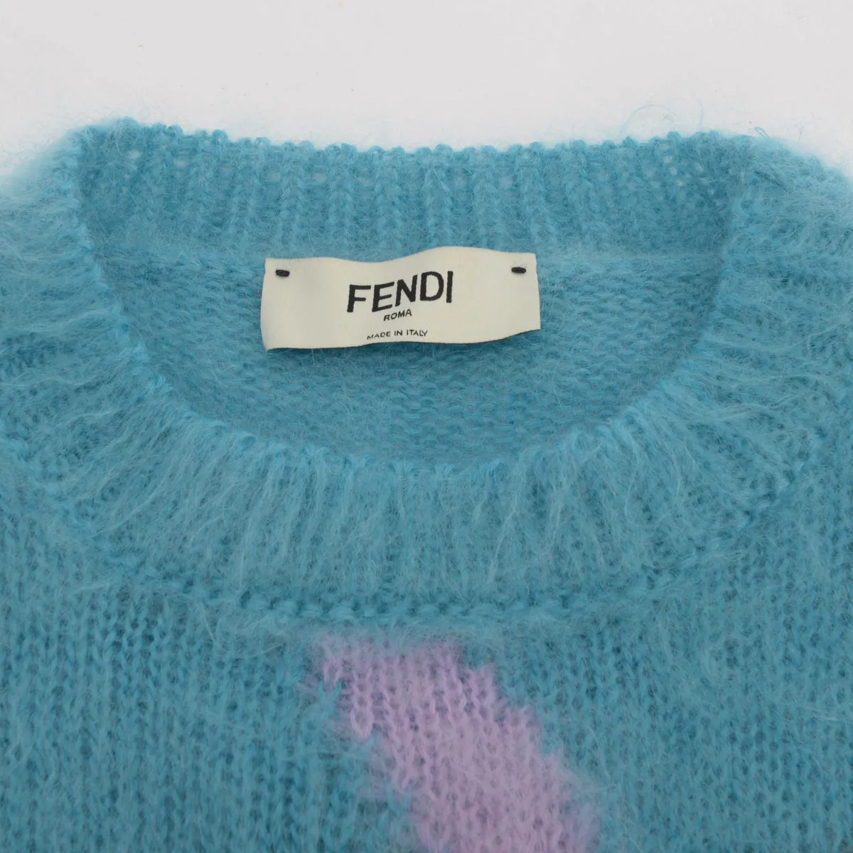 Fendi Multi Colour Mohair Geometric Sweater IT 42