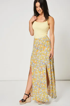 Floral Split Front Maxi Skirt Ex-Branded Available In Plus Sizes