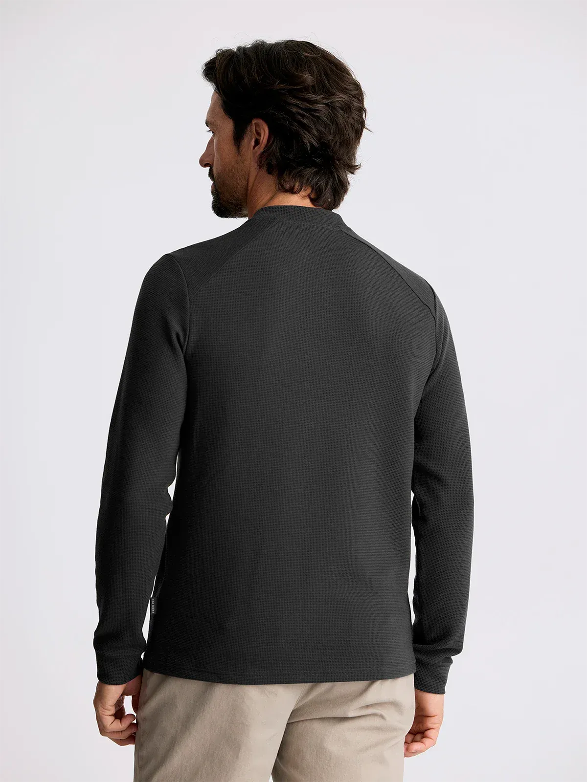 Free Fly Men's Waffle Long Sleeve Henley in Midnight