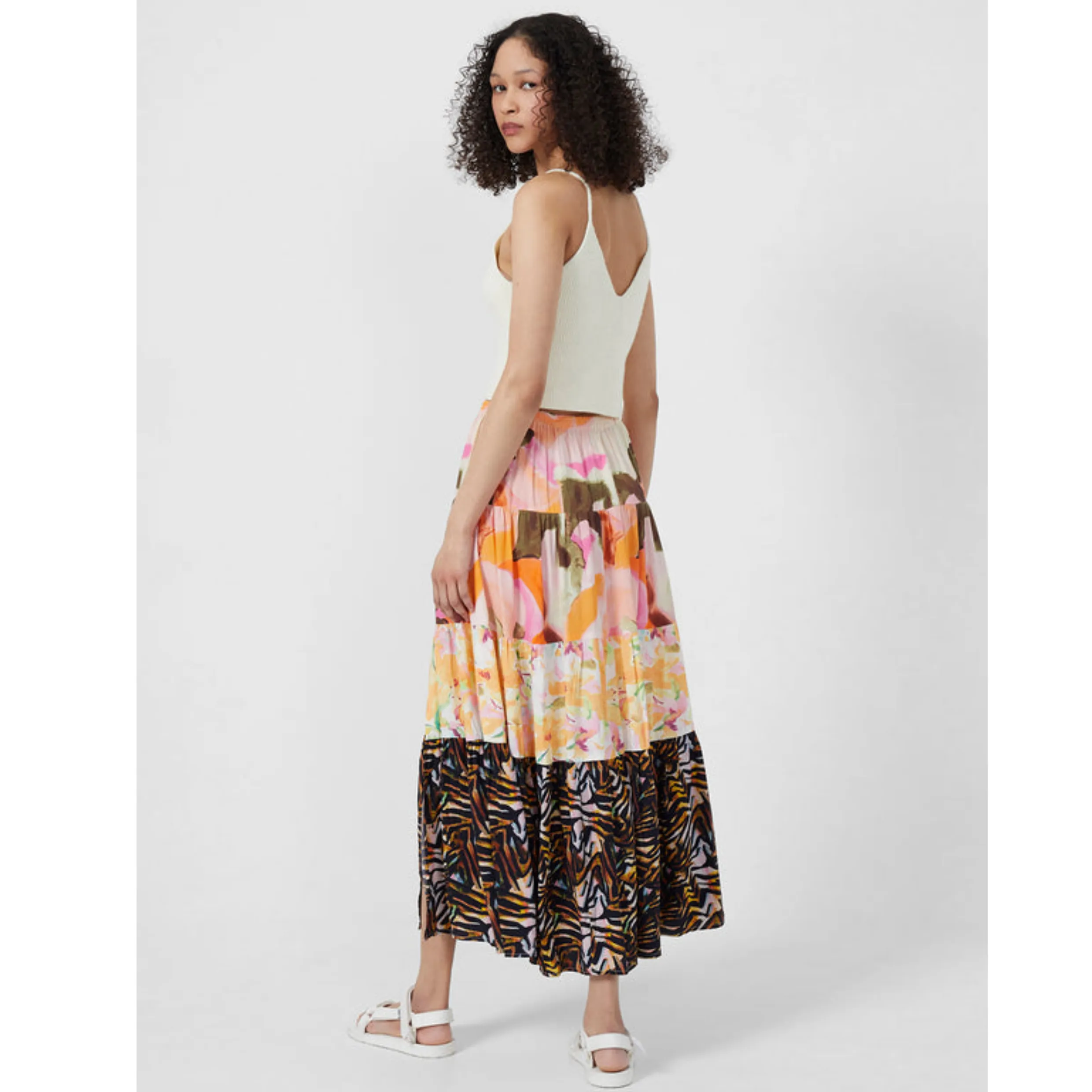 French ConnectionI SADORA DELPHINE PATCH SPLIT MIDI SKIRT 73SND