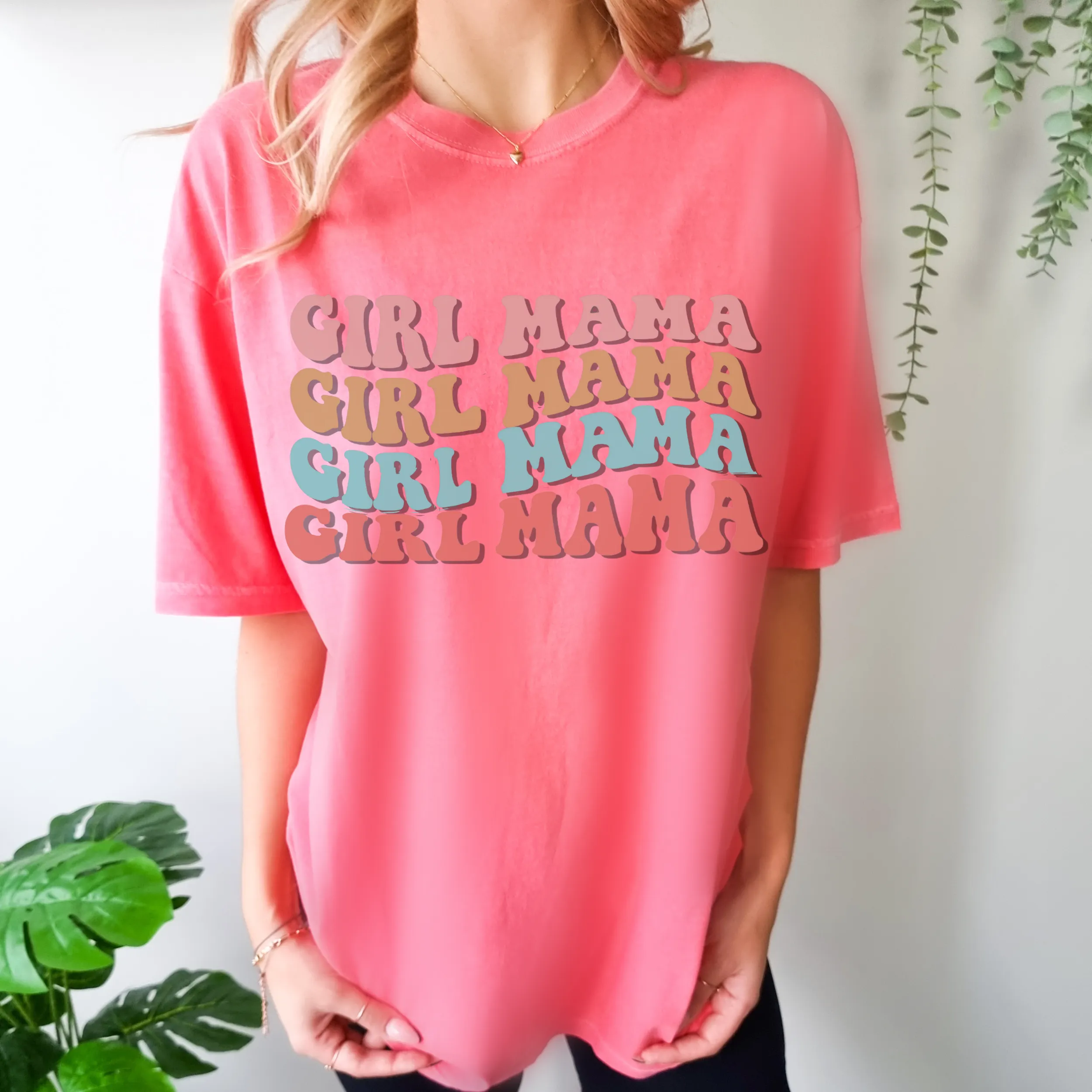 Girl Mama, Unisex Garment-Dyed T-shirt Comfort Colors® Tee in Green, Yam, Mustard, White, Watermelon, Pepper Mother's Day Gift, Gift for Mom