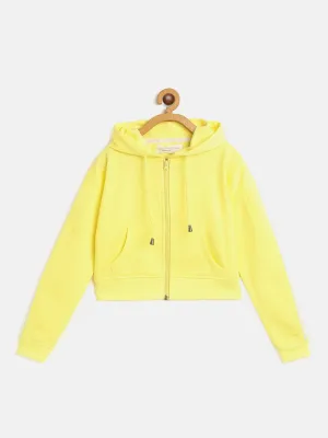 Girls Yellow Front Zipper Bomber Jacket