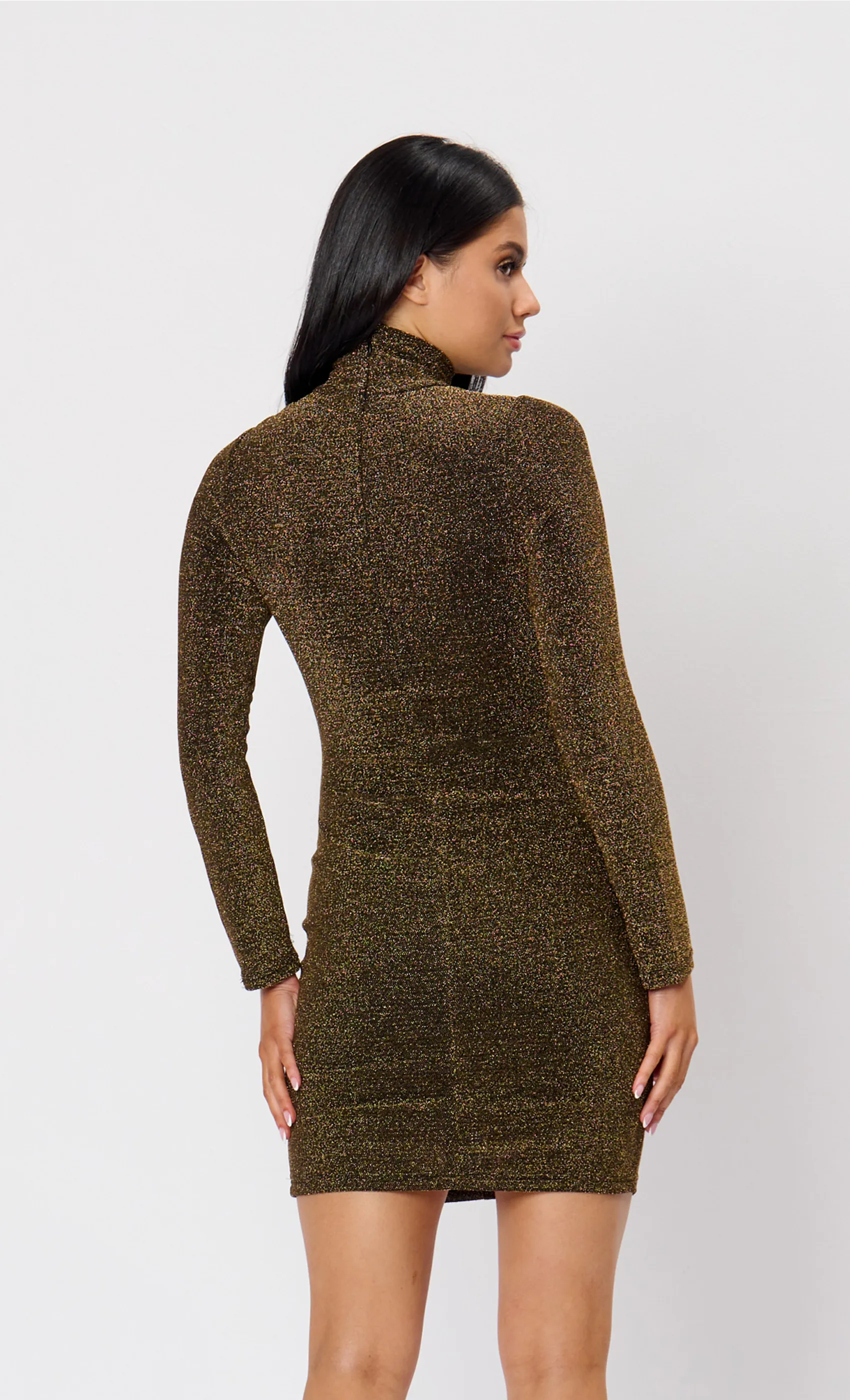 Gold Lurex Slash Cutout Dress