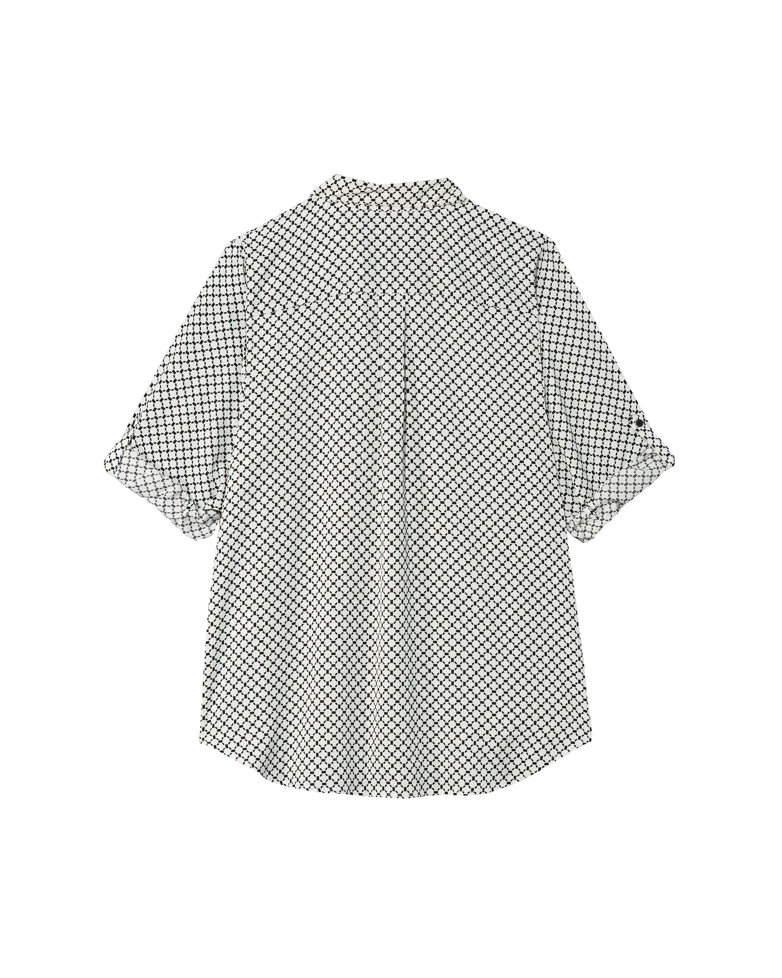 Gracia 3/4 Sleeve Button Down | Black / White