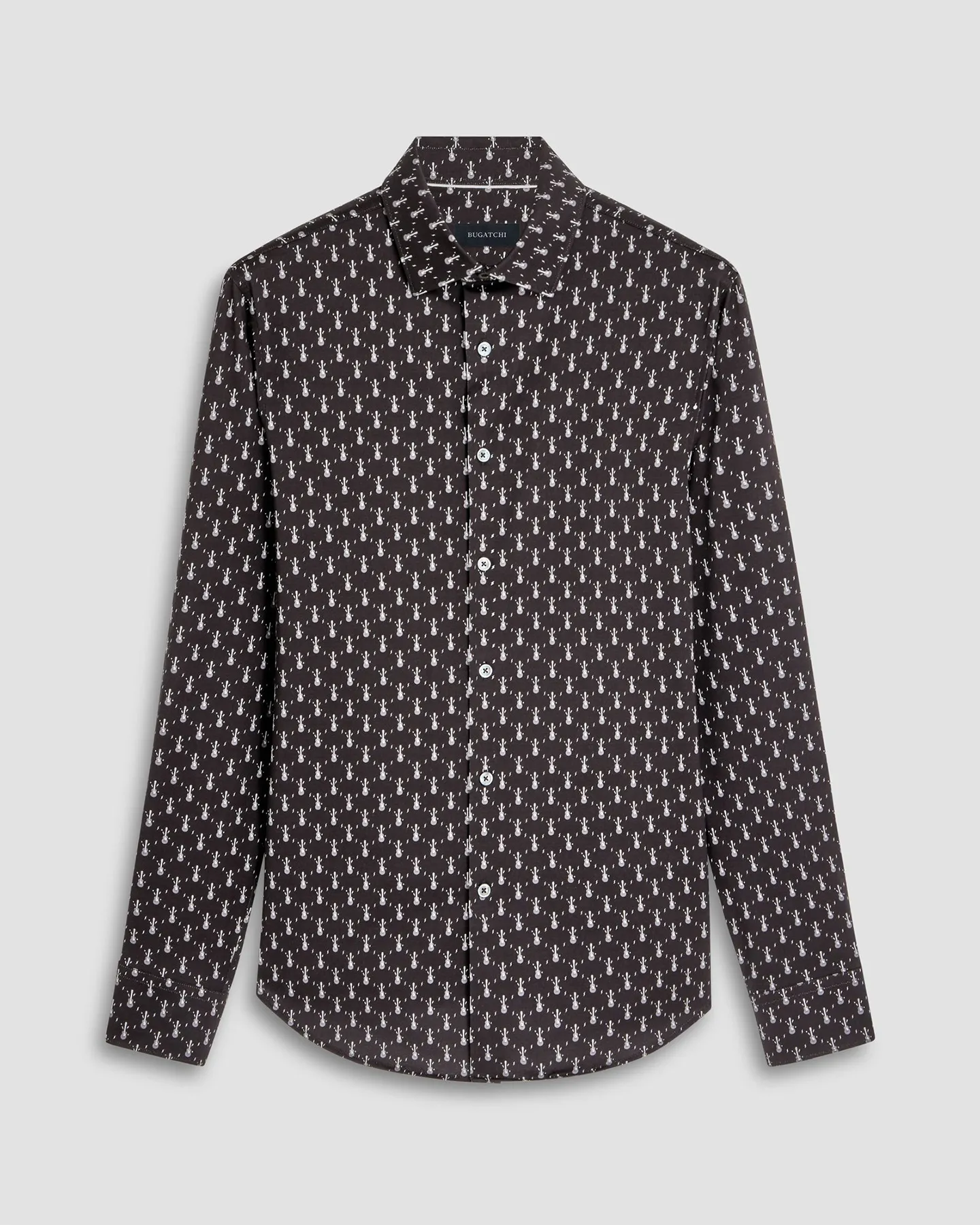 GUITAR PRINT 8 WAY STRETCH SHIRT - BLACK