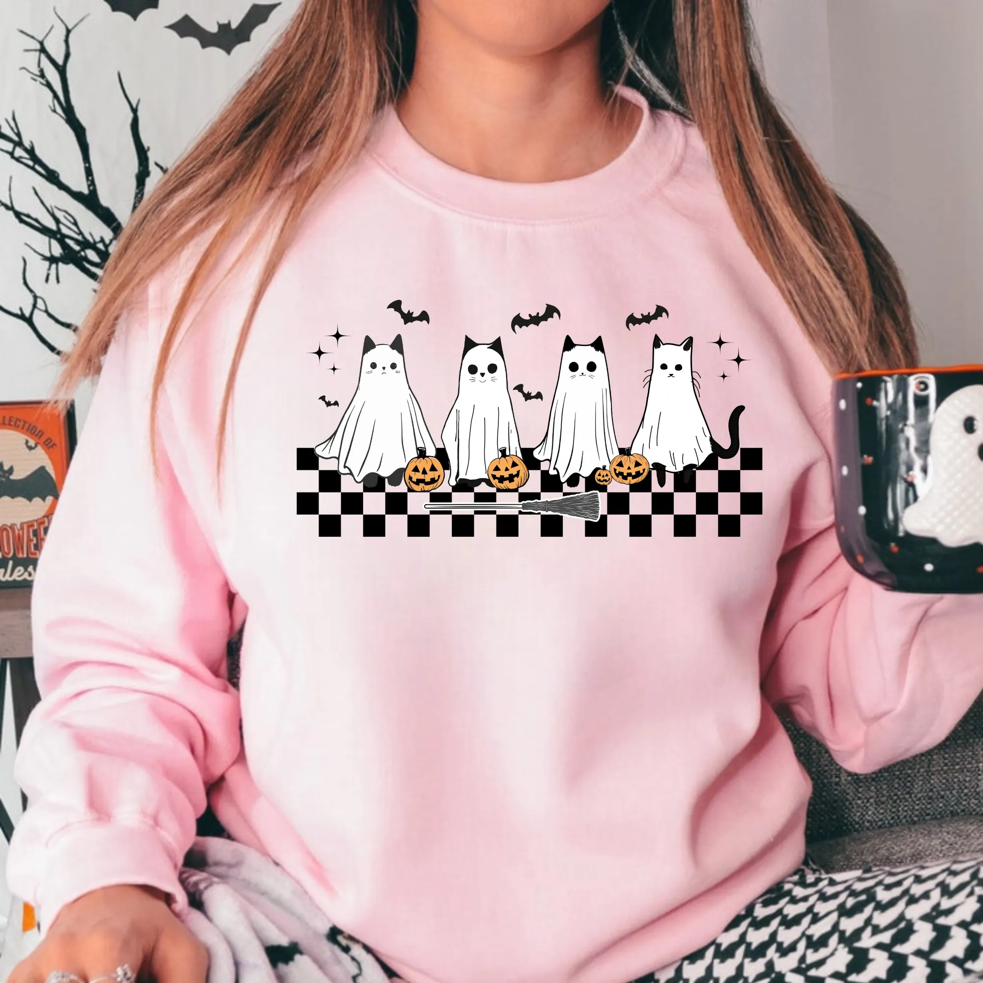 Halloween Cat Crewneck Sweatshirt