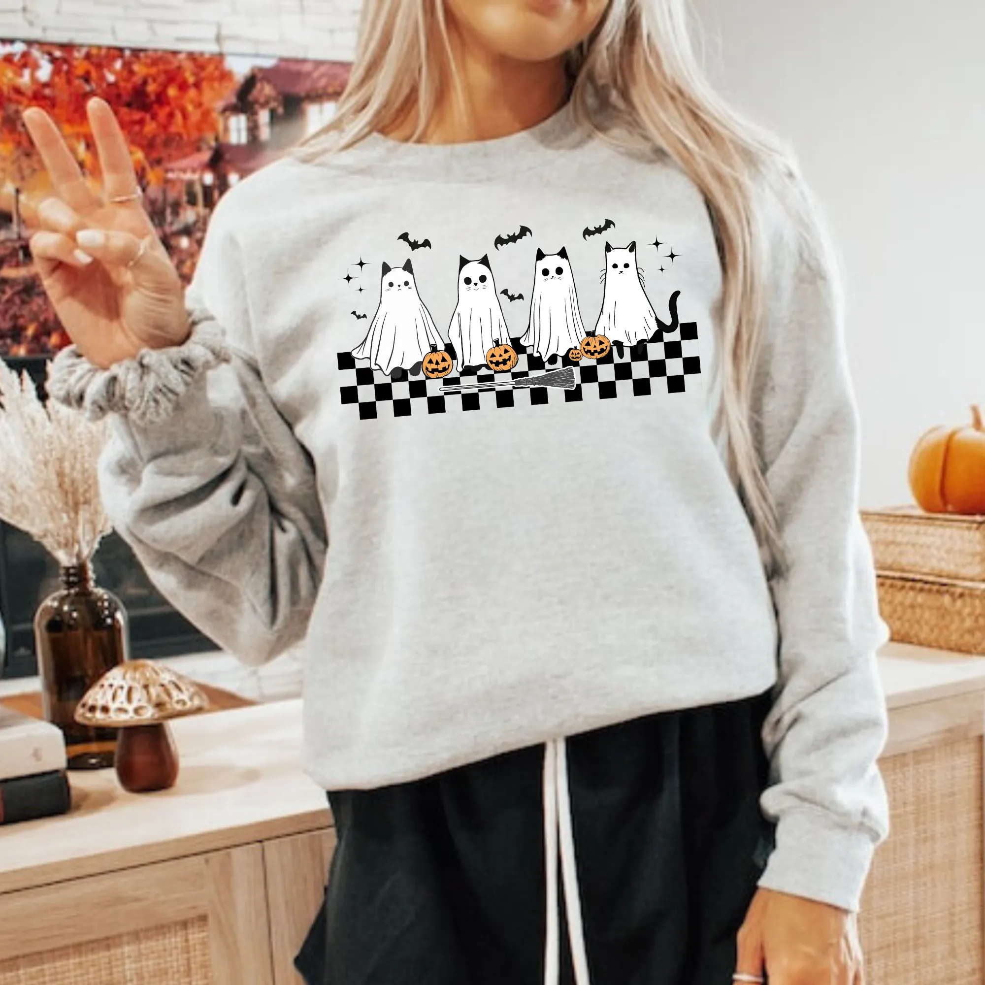 Halloween Cat Crewneck Sweatshirt