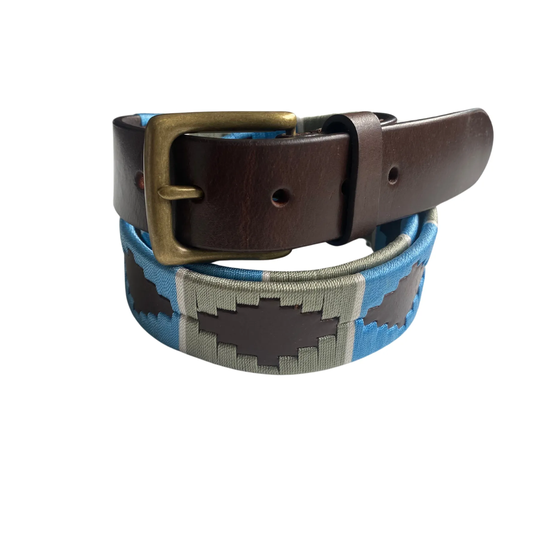 Hazy Blue Men's Leather Brown Polo Belt