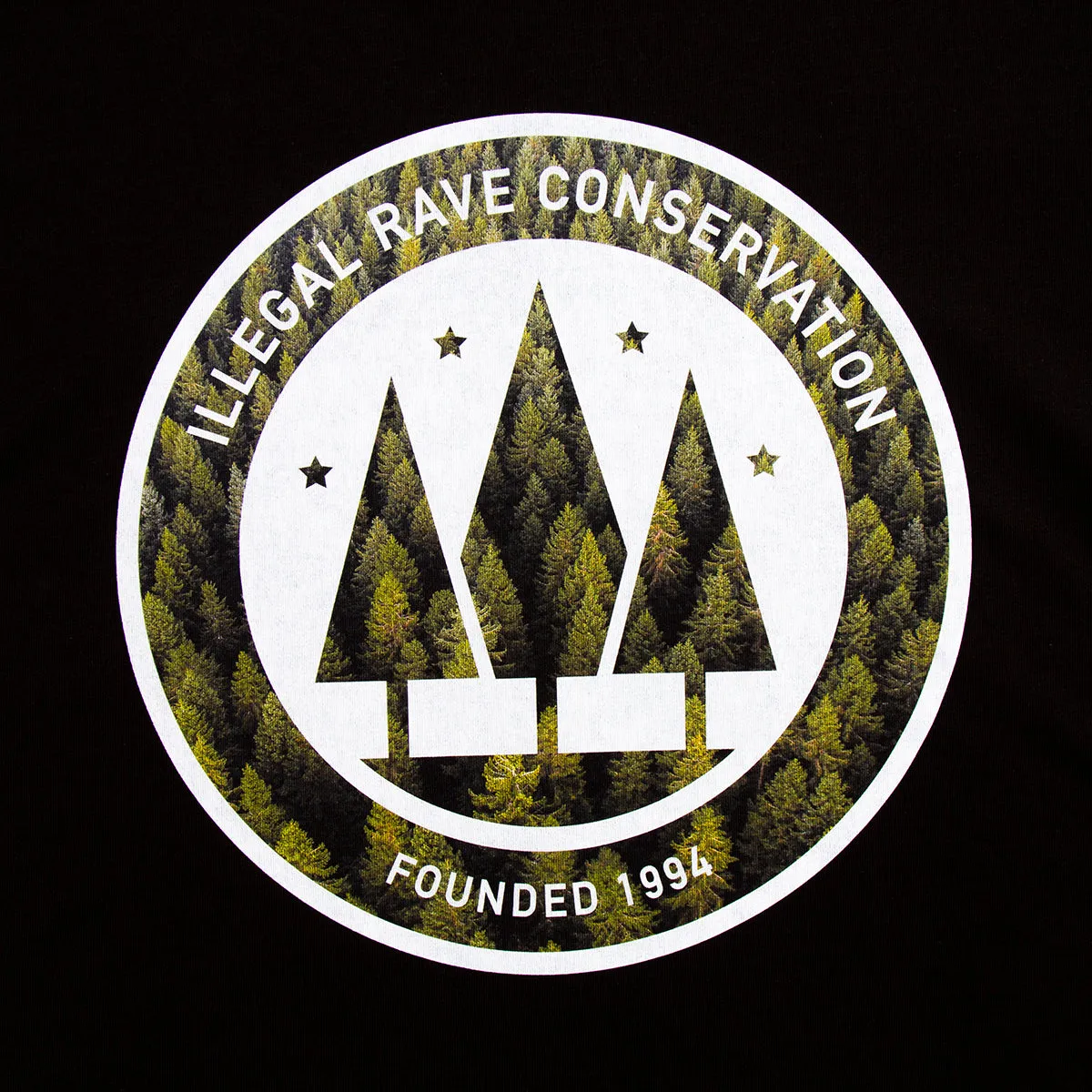 Illegal Rave Forest Front Print - Tshirt - Black