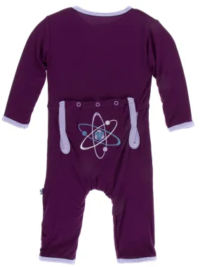 KicKee Pants Wine Grapes Atom Applique Coverall with Zipper