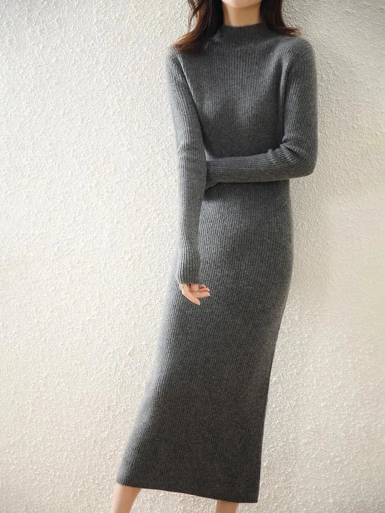 Knitted Wool Sweater Dress