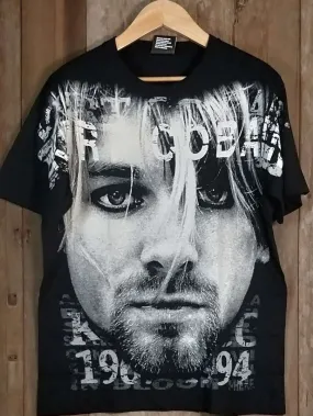 KURT COBAIN NIRVANA Men's Large Short Sleeve 100% Cotton New Vintage Band T Shirt