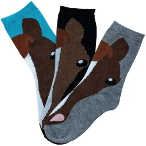 Ladies "Horse Face" Socks, 3 pair