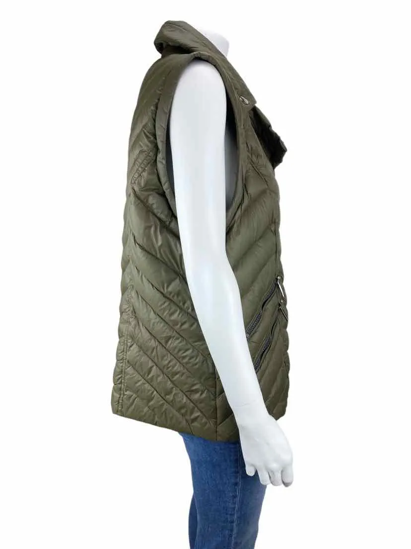 Laundry by Shelli Segal Women's Ltwt Down Puffer Jacket/Vest Olive Size XL