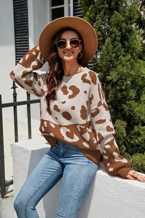 Leopard Drop Shoulder Sweater