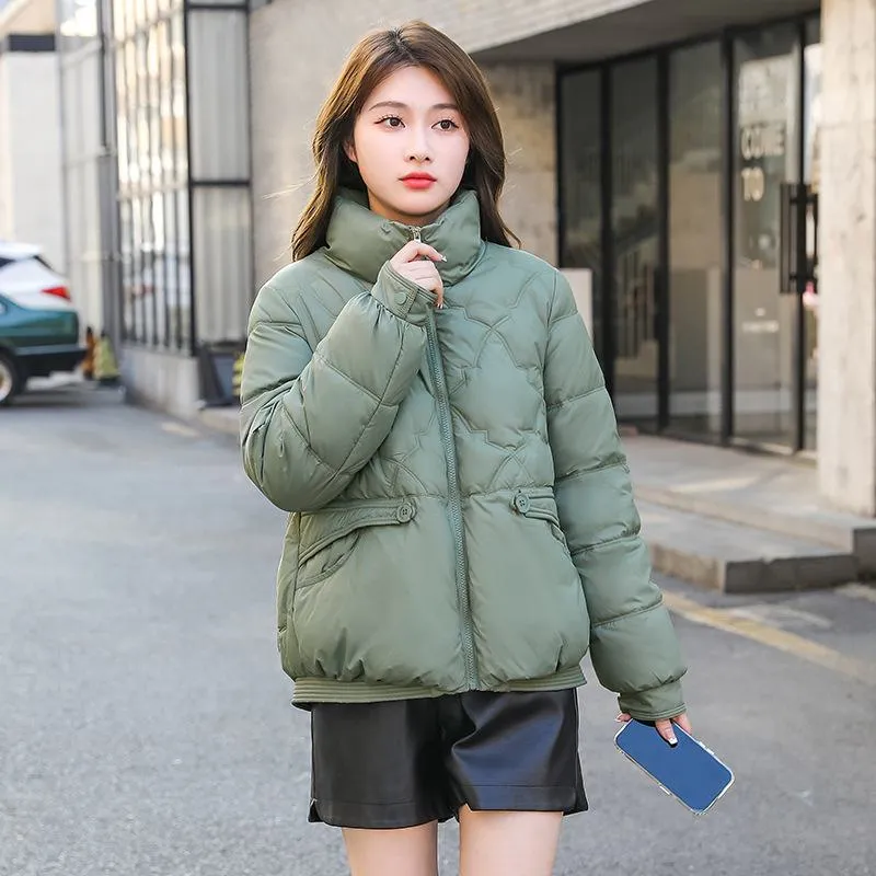 Lightweight Zip-Up Cropped Puffer Jacket