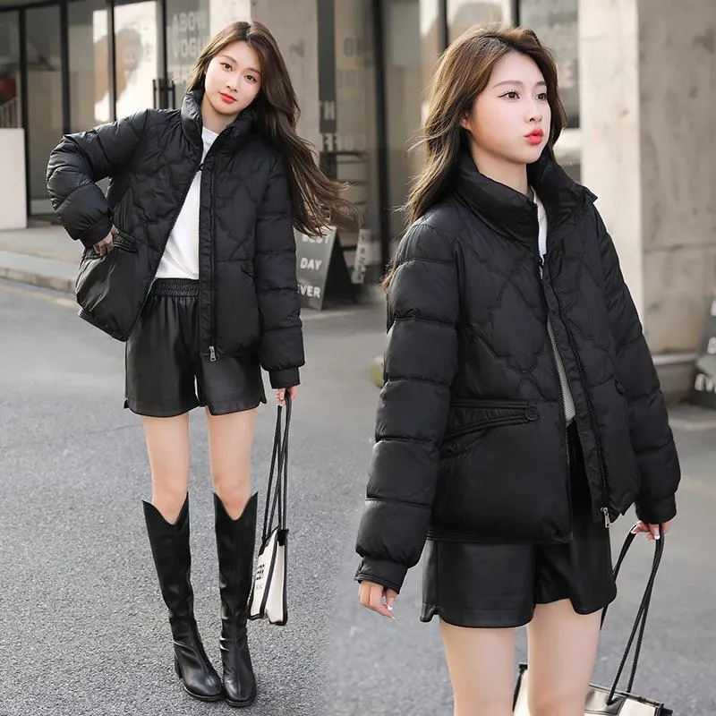 Lightweight Zip-Up Cropped Puffer Jacket