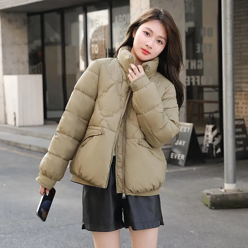 Lightweight Zip-Up Cropped Puffer Jacket