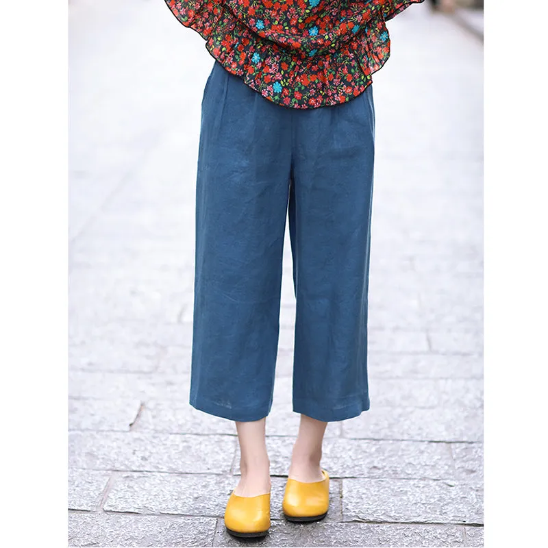 Linen Summer Autumn Women Casual Pants with Pockets SMM97206