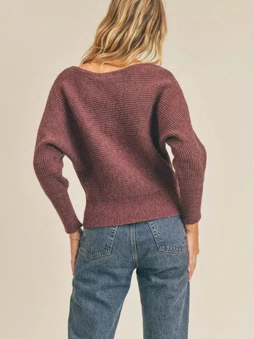 Livin' the Good Life Ribbed Knit Dolman Sleeve Sweater