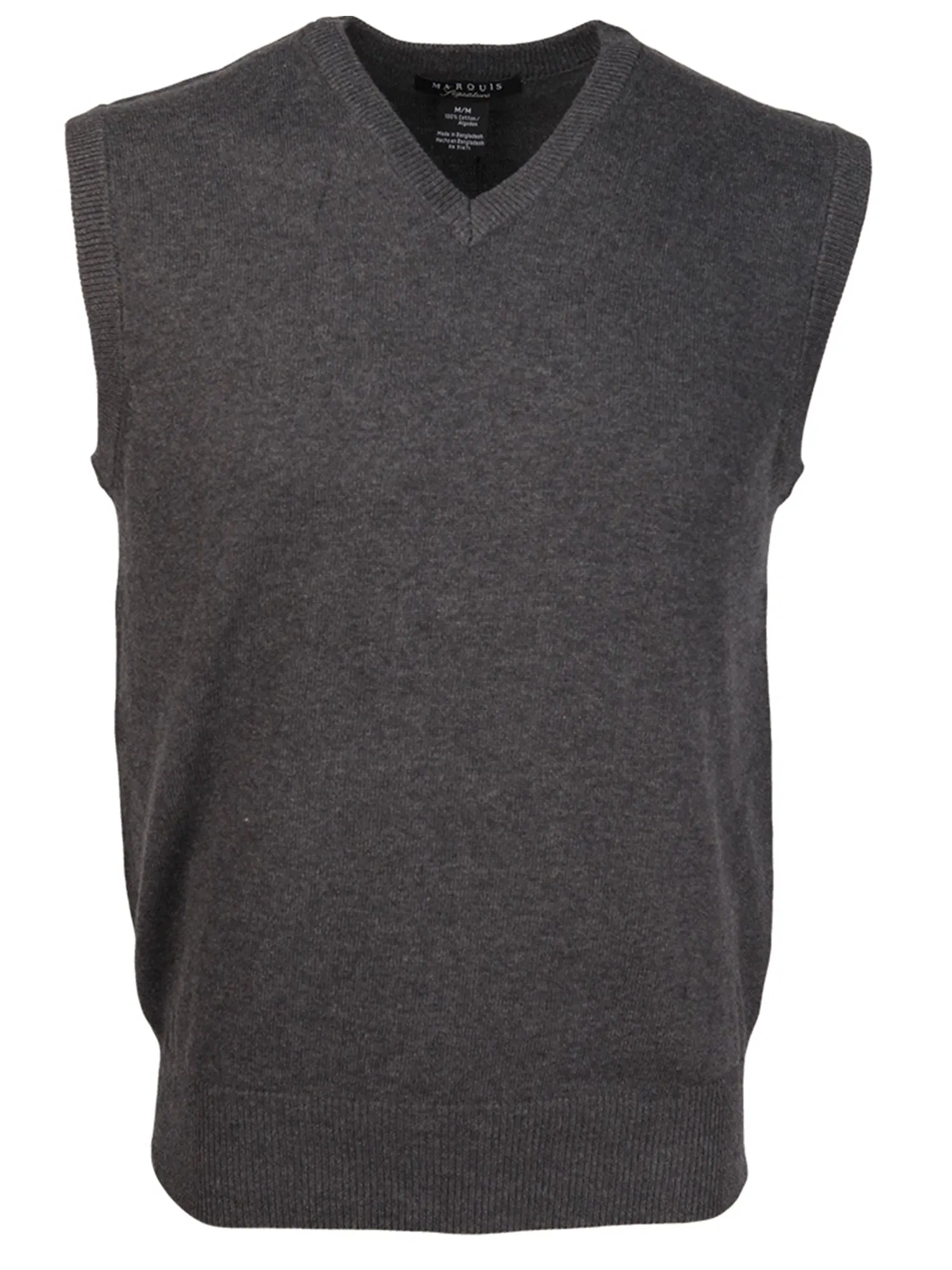 Marquis Solid Cotton V-Neck, Sleeve Less Vest Sweater