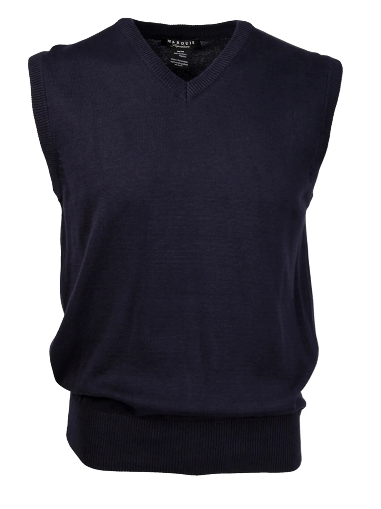 Marquis Solid Cotton V-Neck, Sleeve Less Vest Sweater