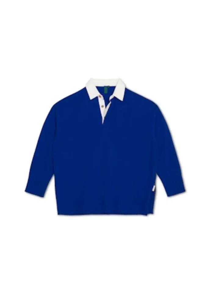 Meghan Solid Rugby Polo Sweater