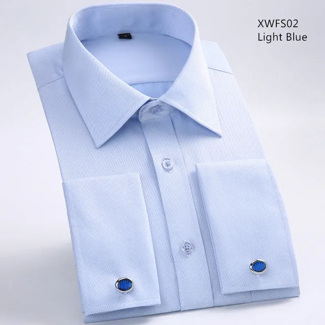 Men French Cufflinks Shirt 2017 New Men's Shirt Long Sleeve Casual Male Brand Shirts Slim Fit French Cuff Dress Shirts For Men