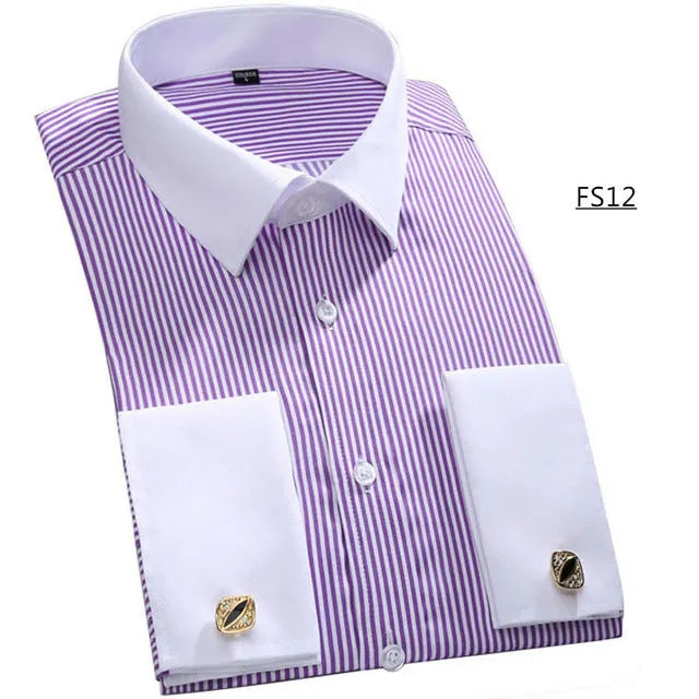 Men French Cufflinks Shirt 2017 New Men's Shirt Long Sleeve Casual Male Brand Shirts Slim Fit French Cuff Dress Shirts For Men