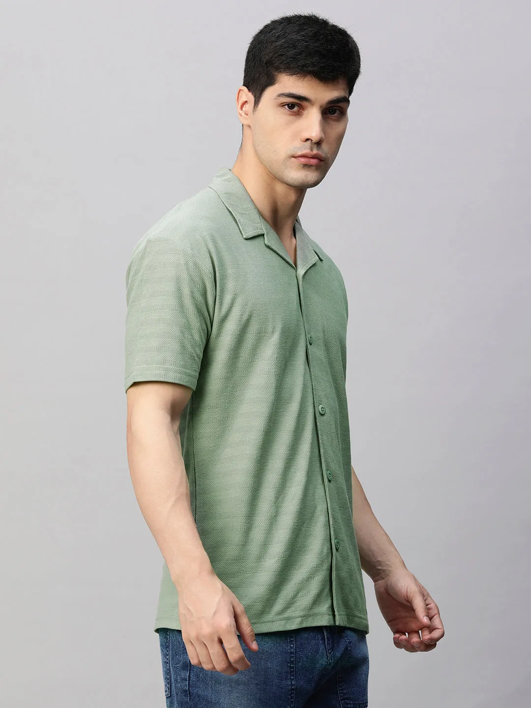 Mens Half Sleeve Resort Shirt - Mint Green