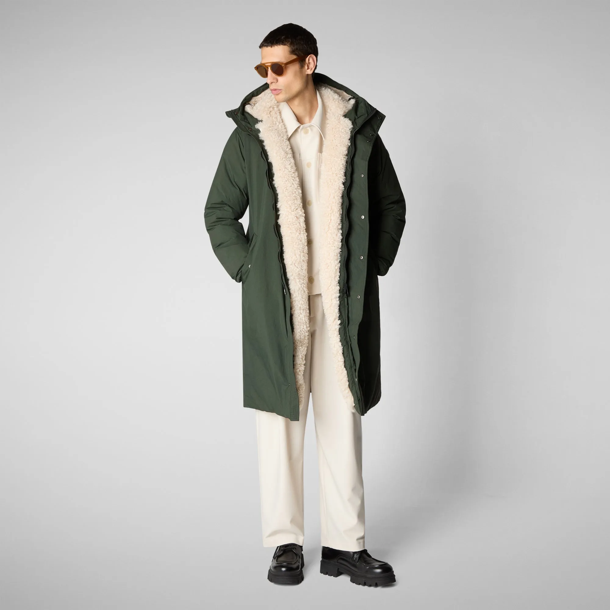 Men's hooded parka Killian in land green