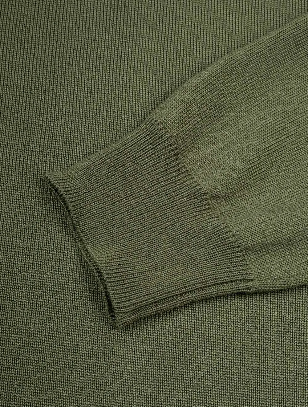 Merino Crew With Patch Olive