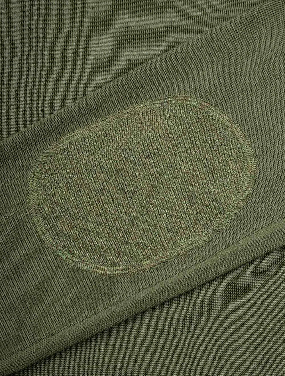 Merino Crew With Patch Olive