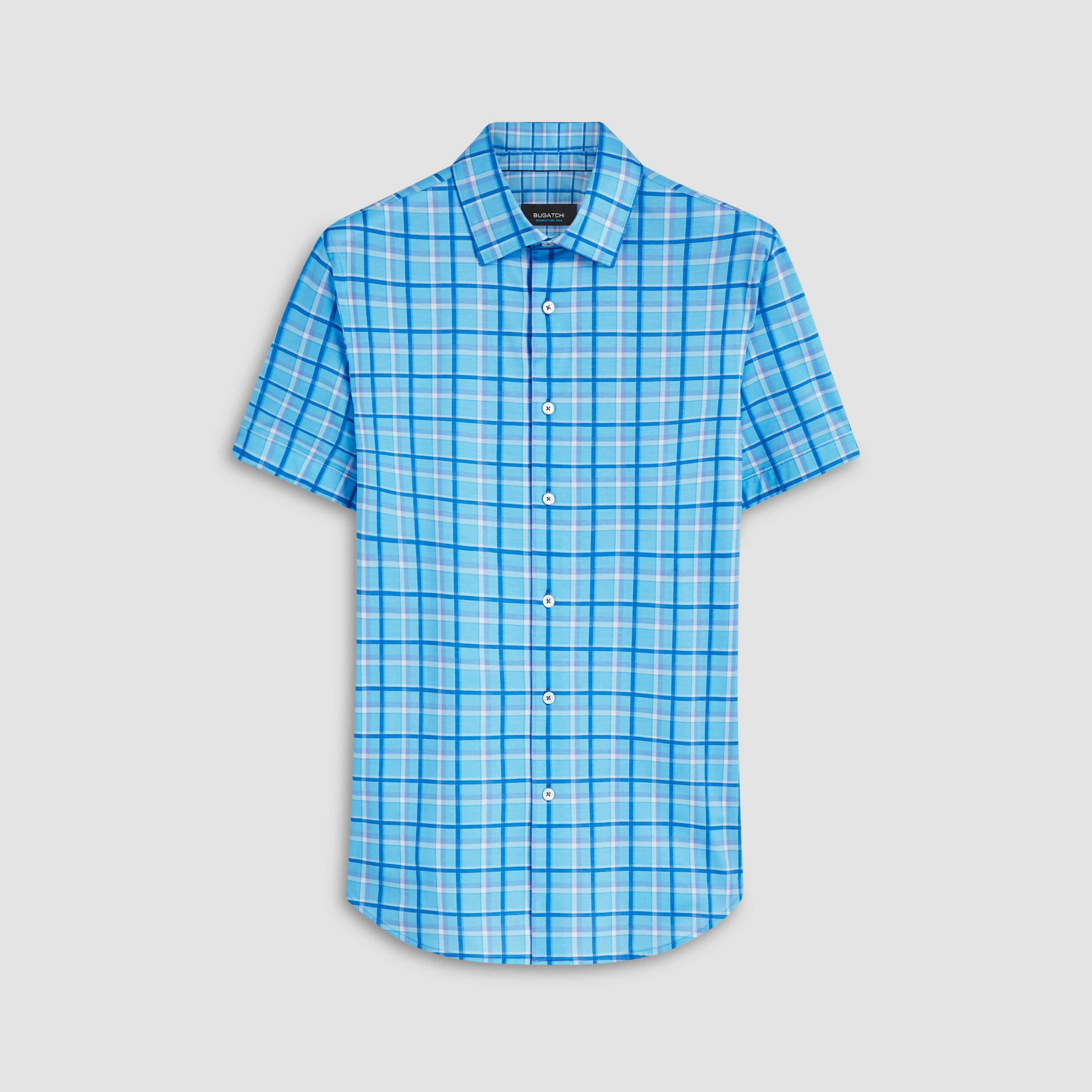 Miles Windowpane Check Print OoohCotton Short Sleeve Shirt