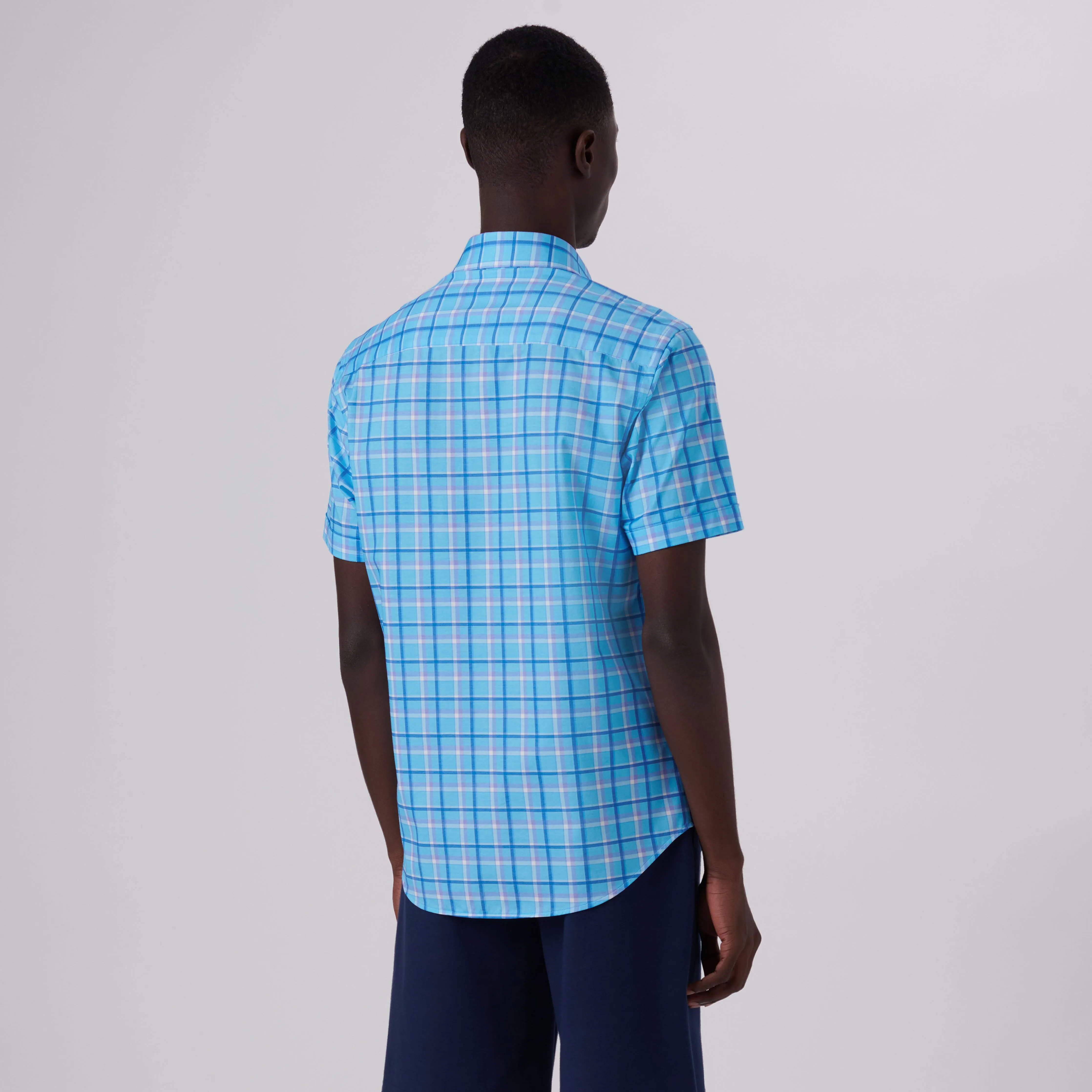 Miles Windowpane Check Print OoohCotton Short Sleeve Shirt