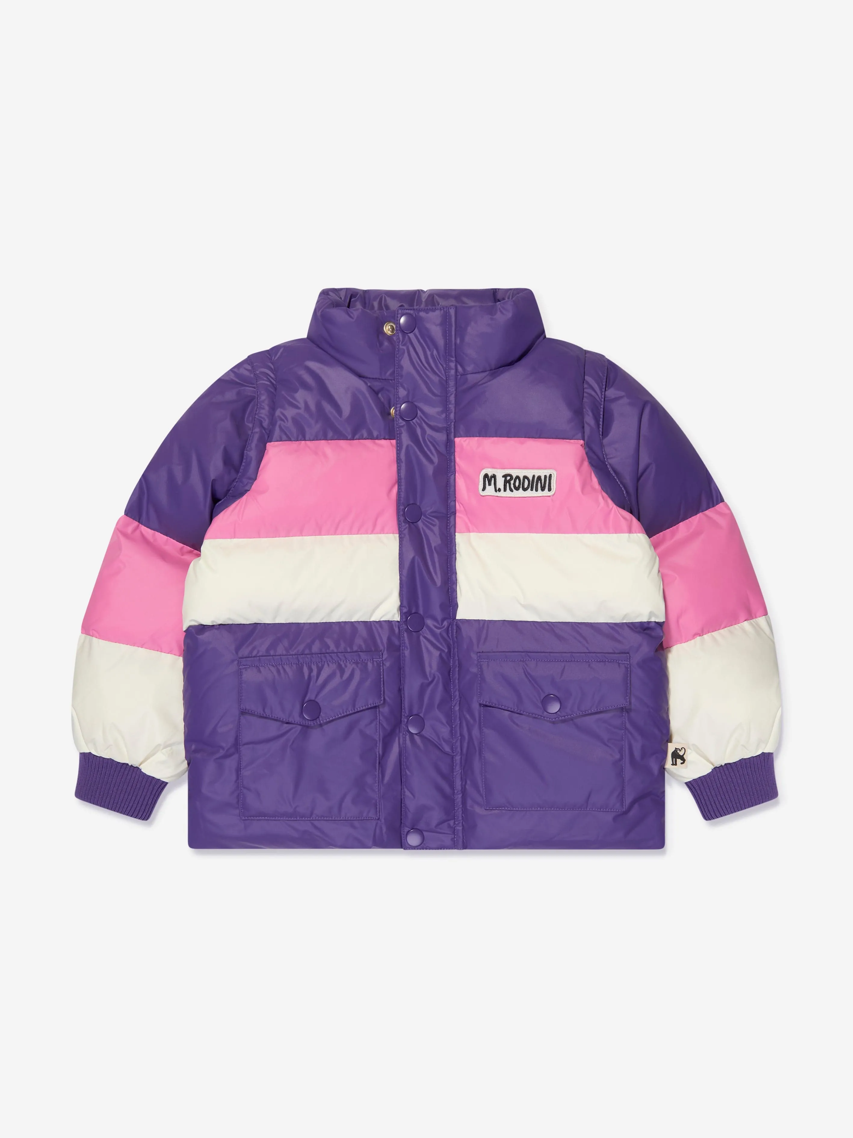 Mini Rodini Girls Zip Sleeve Puffer Jacket in Purple